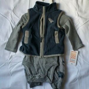 Carter's Navy and Gray Striped Baby Set
